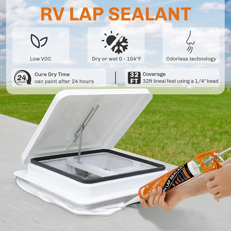 WELLUCK 1PC مادة مانعة للتسرب ذاتية التسوية لأسطح المركبات الترفيهية، مادة مرنة بيضاء للإصلاح، مادة مطاطية EPDM مانعة للتسرب للمركبات، آمنة، عديمة الرائحة، مقاومة للماء وللأشعة فوق البنفسجية، لاصق لجميع الأحوال الجوية - Image 2